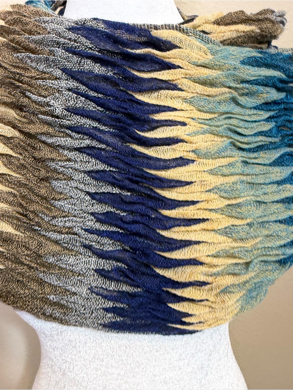 Boho Multi-Color Textured Knit Infinity Scarf - Picture 3 of 8